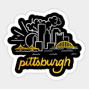 Pittsburgh Sunny Skyline Monoline Sticker